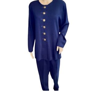 San Remo Navy Blue 2-pc PANT SUIT Sz Medium-Petite